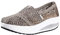 rismart Damen Häkeln Lace Spitze Schlüpfen Keil Turnschuhe Komfort Casual Gehen Schuhe(Grau,37 EU)