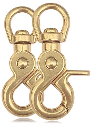 Ganzoo © Scheren-Karabiner Haken mit Dreh-Gelenk/Dreh-Kopf für Hunde-Leine/Hals-Band 2er Set, legierter Stahl 61 mm Länge, auch für Paracord 550 / Schlüssel-Anhänger, Farbe: Gold