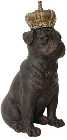 Generisch XL groß Deko Figur Hund Bulldogge Krone Gold Mops Dekoobjekt Skulptur Statue