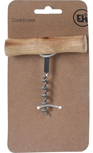 MAELSA® - Tire-bouchon forme T à spirale manche bois pour bouteille de vin à bouchon liège – Lot de 2 - Décapsuleur tirebouchon à vis en bois laqué brun vissage facile.