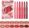 Mengxin 6 Farben Lippenstift Set Matt Lipliner Set Lipgloss Set Wasserfest Lip Tint Lipsticks Matte Langanhaltender Lippenstift Kosmetik Make up with Geschenkbox (Buntes B)
