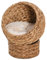 PawHut Woven Banana Leaf Elevated Cat Bed Wicker Kitten Basket Pet Den. House Cosy Cave with Soft Cushion Dome 50x42x60cm Brown
