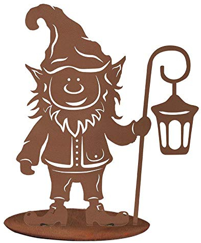 Rostfigur Wichtel mit Laterne, H: 43 cm - Rost Design, Weihnachten, Gartendeko