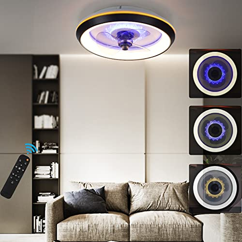 LANMOU Deckenleuchte mit Ventilator, 80W Dimmbar Moderne Deckenventilator mit Licht und Fernbedienung LED Ventilator Deckenlampe 3 ABS Flügel Leise Ventilatorlicht für Schlafzimmer, Wohnzimmer, Kinder
