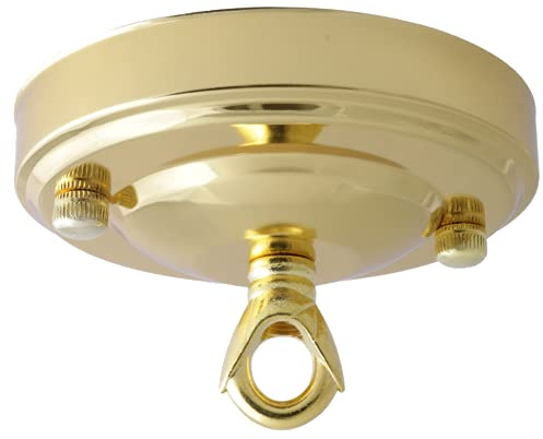 Art Deco Emporium 2 Pack Vintage Period Styled Complete Metal Ceiling Rose with Chain Loop (Fully Earthed) in Brass Finish