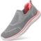 HKR Zapatos Mujer Sin Cordones con Memory Foam Comodas Arch Zapatillas Casual Zapato Deporte y Trabajo Gris Claro Rosa 42 EU