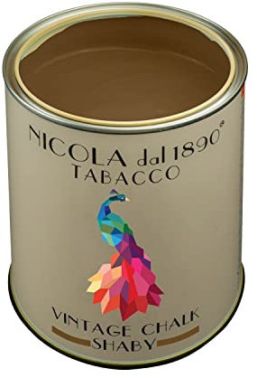 NICOLA VERNICI Peinture Vintage Chalk Shabby à base d'eau, pour l'intérieur et l'extérieur, aspect mat, fabriquée en Italie, Couleur tabac - Taille 0,25 lt