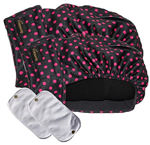 Glenndarcy Windeln für Hündinnen, Größe L, Schwarz / Rosa mit Punkten, 2 Stück