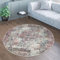 TT Home Wohnzimmer Teppich Flachgewebe Marokkanisch Design Used Look Ornamente Waschbar, Farbe:Bunt, Größe:160 cm Rund