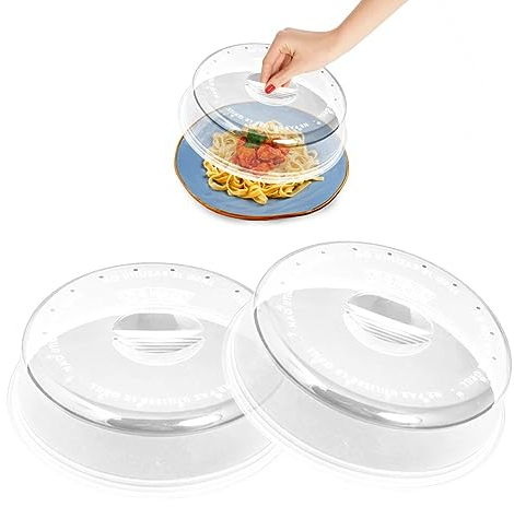 2 tapas microondas libre bpa 24 cm para cocina - Tapas para microondas (2 unidades) - 2 tapaderas microondas de 24 cm de diámetro - Fabricado en España
