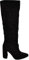 Malu Shoes Stivale donna alto rigido in camoscio nero tacco largo liscio linea basic a punta moda altezza ginocchio zip (37 EU)