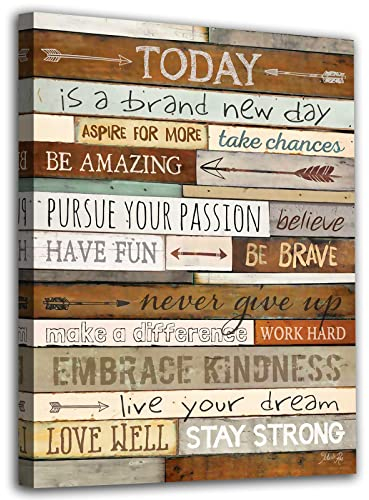 ARYEWDY Inspirierendes Leinwandbild, Motivierende Zitate Wandkunst, Vintage-Leinwanddruck für Büro, Wohnzimmer, Badezimmer, Schlafzimmer, Zuhause, Wanddekoration, gerahmt, 30cm x 40cm