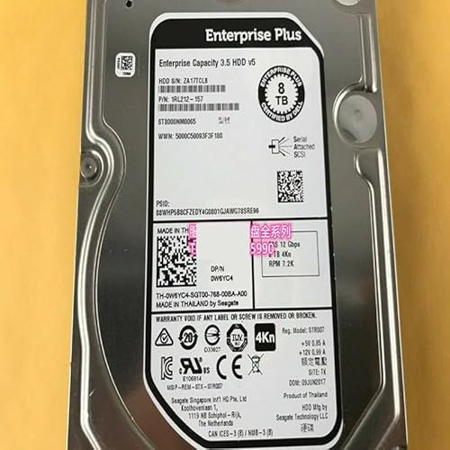 MIDTY 90 % HDD für 8 TB 3,5 Zoll SAS 128 MB 7200 U/min für interne HDD für Enterprise Class HDD für 0W6YC4 W6YC4 ST8000NM0065