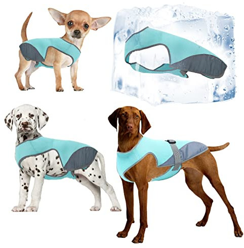 Hundekühlweste,Haustier Kühlweste,Atmungsaktives Mesh Hundejacke für mittlere und große Hunderassen,Verstellbare Hund Kühlweste Blau für Aktivitäten draußen, Wandern,Training (Blau-XL)