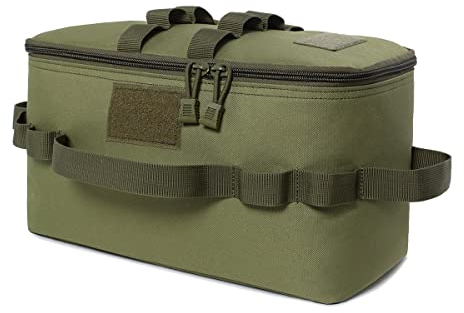 Qutsvosh Outdoor Camping Storage Bag Gas Stove Canister Pot Carry Bag Picnic Bag Cookware Utensils Organizer Green