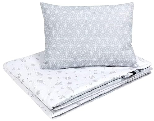 Bellochi Kinderbettwäsche 100x135, Kinderbettdecke 100x135 Set mit Kissen, Kinderdecke 100x135 weich und atmungsaktiv - aus 100% Baumwolle - Star Copse