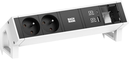 BACHMANN DESK2 2xUTE 1xUSB A/C 22W 1xCM 0,2m GST18 RAL9010