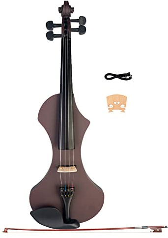Violini per Studenti Rosso Scuro 4/4 Violino Arco Strumento A Corde Violino Elettrico Kit Violino Elettronico A 4 Corde Professionale Violino