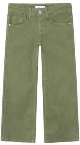 Name IT Mädchen Nkfrose Wide TWI Pant 1115-tp Noos Stoffhose, Deep Lichen Green, 128 EU