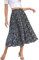 Hotouch Sommerrock Damen Lang Retro Chiffon Rock Elastische Taille Plisseerock Elegante Strandrock Frühling Sommer Maxirock mit Tasche Weiße Blume Größe L