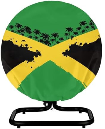 Suobstales Jamaica Flag Palm Tree Print 24 Fan Cover, Industrial Fan Cover, Fan Protection Cover for Wall Mount Fan, Outdoor Waterproof Fan Covers, Pedestal Fan, Outside Large Stand up Pedestal