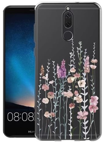 Kaywzo Cover per Huawei Mate 10 Lite,Custodia in Trasparente TPU con Modello del Modelli di Fiori Colorati,Ultra Sottile Donna Silicone Phone Protezione Case Cover-3
