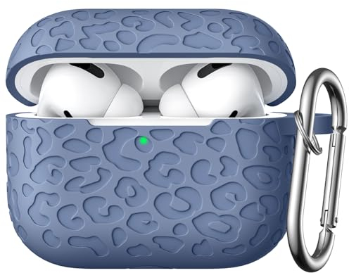 Maledan Leopardo Custodia Compatibile con AirPods PRO 2 Custodia Cover Case, Protettiva Custodia Antiurto in Silicone con Moschettone per Apple AirPods PRO 2/Apple AirPod PRO Case,Grigio Blu