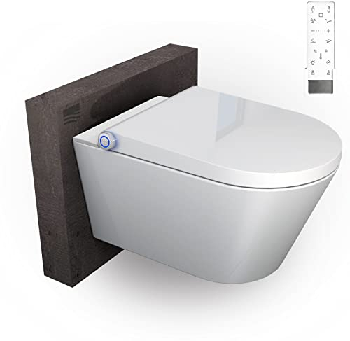 BERNSTEIN Dusch-WC Pro+ 1102 in Weiß mit 5 Jahre Garantieerweiterung, Spülrandloses Hänge-WC mit Bidet Funktion - Komplettanlage mit Fernbedienung Absenkautomatik selbstreinigende Düse