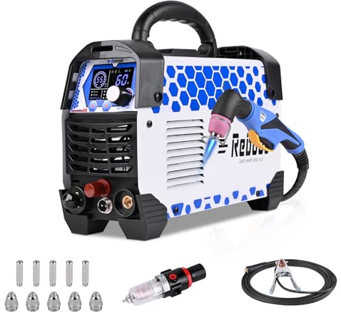 Reboot Plasmaschneider 60Amp Non-Touch Pilot Arc Plasmaschneidmaschine, 240V Max Cut 20MM Clear Cut 12MM mit Consumable Set Digital Display,Upgrade RBC6000L