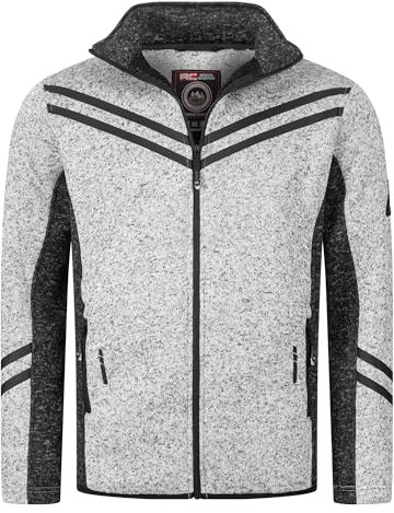 Rock Creek Herren Fleece Jacke Outdoor Wanderjacke Pullover Full Zip Hoodie Herrenjacke Fleecejacke Winterjacke Strickjacke Strickfleecejacke H-373 Grau 5XL