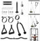 Poleas Gimnasio, Poleas Gimnasio para Casa Doble Polea Gym con Manija Fitness y Cuerda Triceps Cable Máquina de Musculacion en Casa (Set con Manija Mosca, Cuerda de tríceps, Barra polea)