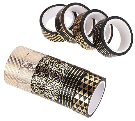 TEHAUX 10rollos Cinta Washi Decorativa De Cinta Adhesiva Washi Dorado para Manualidades y Diarios