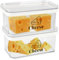 Gzsekken 2 Pack Airtight Cheese Container for Fridge - Storage Box With Lid for Cream Chunks, Clear Dish, Bacon Saver - BPA-Free Plastic Holder