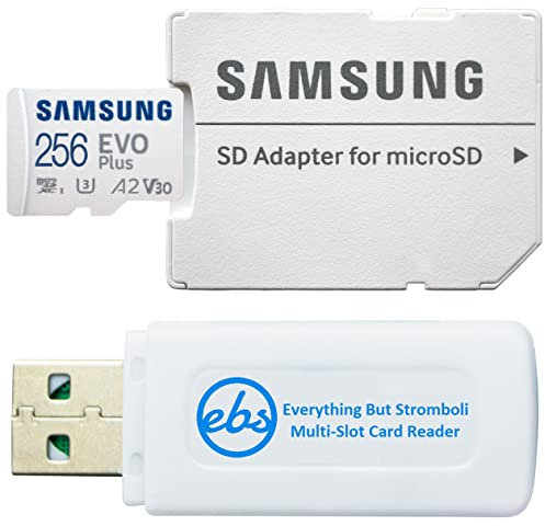 Samsung 256GB Micro SDXC EVO Plus Memory Card for Tablets Compatible with Samsung Galaxy Tab S9 FE and FE+ (MB-MC256SA) U3 C10, A2 V30 Bundle with 1 Everything But Stromboli SD & MicroSD Card Reader