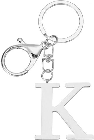 PATIKIL Porte-clés de lettre initiale, Porte-clés de lettre A-Z Porte-clés initiaux Mignons en Métal Alphabet pour Clés Sac à Main Sac à Dos, Argent (K)