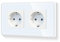 LIAONFOY Runde Schuko Doppelt Steckdose Unterputz 2 Fach Wandsteckdose Weiße mit Glasrahmen 16Amp 110-250V 157mm