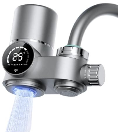 Zjyufy Wasserfilter Wasserhahn mit LED- Anzeige und zwei Wassermodi, Wasserfilter Trinkwasser mit blauem für die Küche, entfernt Chlor, Schwermetalle und schlechten Geschmack