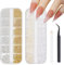 Nailart Perlen Kaviar Perlen Nägel,2Boxen Flackback Perlen Nail Charms und Gold Silber Kaviar Strasssteine mit Aufnahmestift und Pinzette,Weiß Beige Nagel Perlen Mikroperlen Dekor für Nägel Design