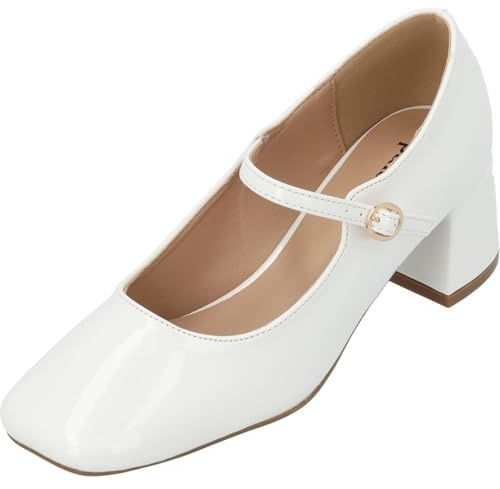 Palado Pumps Damen Nataye - Elegante Stöckelschuhe mit bequemen Blockabsatz - modische Schuhe mit Absatz - Sommerschuhe Weiß UK8 - EU41