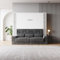 SMARTBett Wohnwand Set mit Schrankbett Weiss M1 160x200 + 2 Standregale inkl.LED mit Sofa