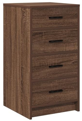vidaXL Stylisches Braun Eichen Sideboard Mit 4 Schubladen Perfekt Für Esszimmer Und Wohnzimmer Stilvolles Matt Finish Holzwerkstoff Mit Struktur