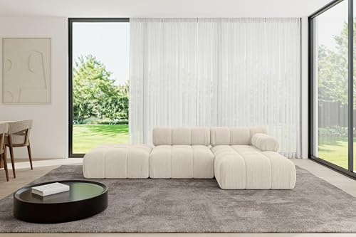 ALTDECOR Modulares Sofa Ecksofa in L-Form Corner modular Sofa Eckcouch Couch Wohnlandschaft Cauchsofa Polstersofa Lizur-L1-285x160x70 cm Beige