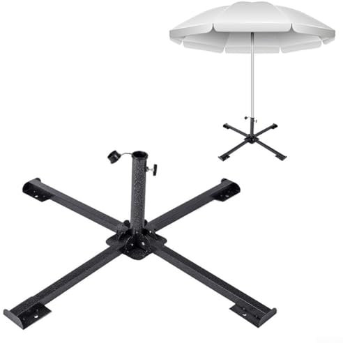 HpLive Pied de parasol robuste et pliable pour extérieur, support de parasol réglable en métal pour jardin, plage, camping