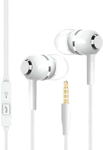 Wired Headphones, Earphones with Built-in, 3.5 mm Jack and Hi-Fi Sound for Travel, Music, Games, Sports, Recording, Studio