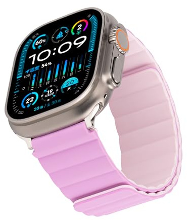 RIXENY Bracelet Magnétique Double Face Brevetée pour Apple Watch Ultra 49mm & Series 11/10/9/SE |Bracelet Sport Silicone Étanche| Aimants Bidirectionnels pour Plongée/Course/Bureau