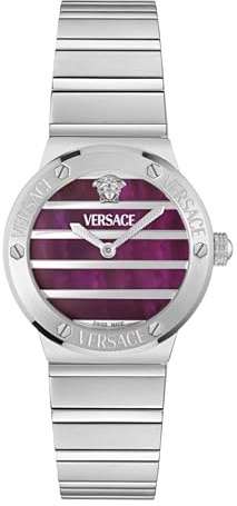 Versace Damen Analog Quarz Armbanduhr Greca Logo Pearl