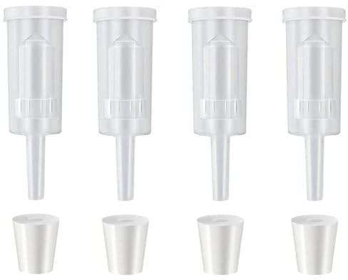 Ncheli Fermentation Valve, Set of 4, Complete Dismountable Fermentation Lock with 3-Piece Waterproof, Food-Grade Silicone Sealing Ring for Wine, Beer, Fermentation Balloon Fermentation