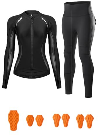 Conjunto De Armadura Motociclistas Mujer, Traje De Moto Ajustado Y Transpirable Con Almohadillas Protectoras Extraíbles Certificación CE, Paneles Reflectantes Para Conducción Urbana