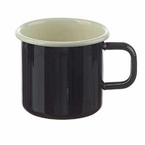 Münder Emaille - Kaffeebecher, Henkelbecher, Becher - 250 cm - Ø: 8 cm - Schwarz Creme