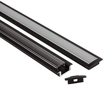 LED Aluprofil A25 schwarz Einbauprofil + Abdeckung klar Alu Schiene Leiste für LED-Streifen-Strip 1m